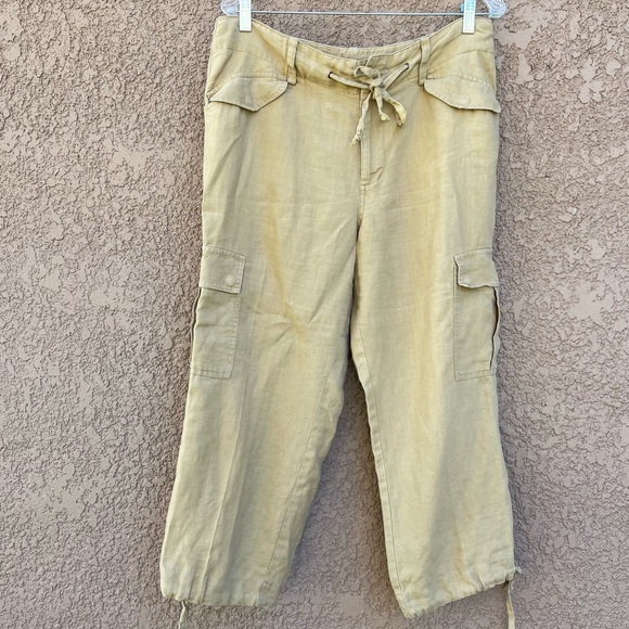 Lauren Ralph Lauren Pants Size 10 Women’s Cargo‎ Trousers w drawstring waist Tan - Picture 1 of 14